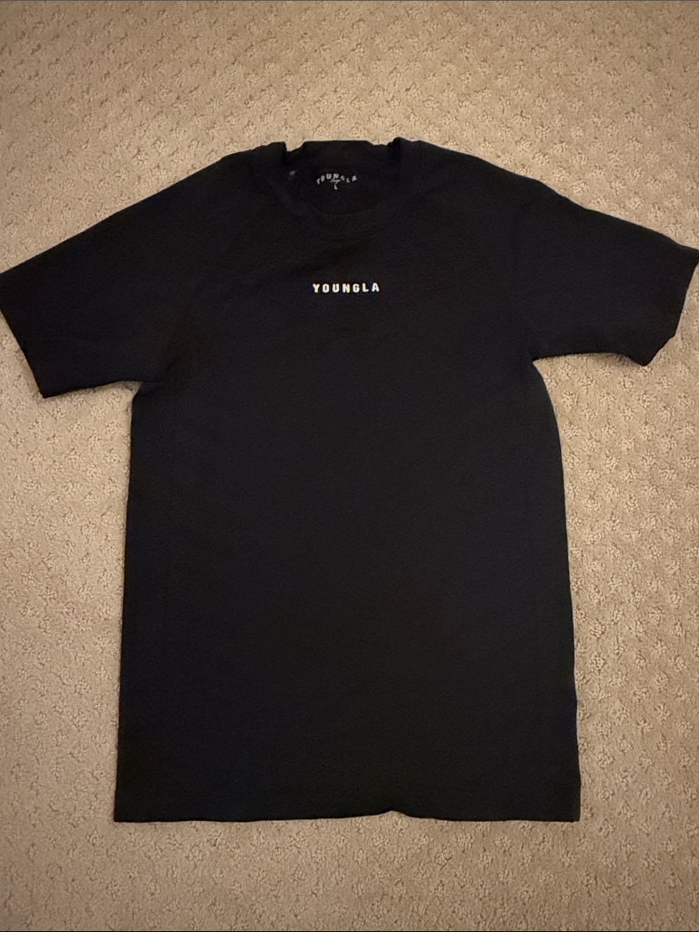 YoungLA Black Short Sleeve Crewneck with White Logo